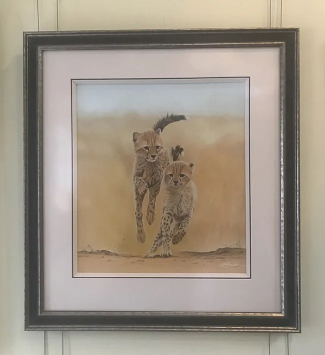 Beautifully framed by Framers Gallery and is now on display in the Studio/Gallery  frame size 26in X 28in