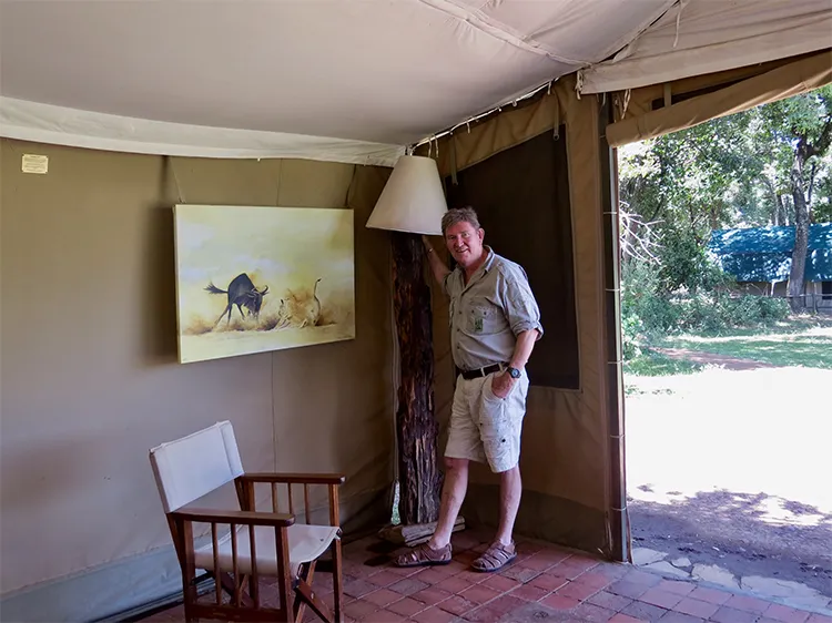 Standing next to a canvas print of 